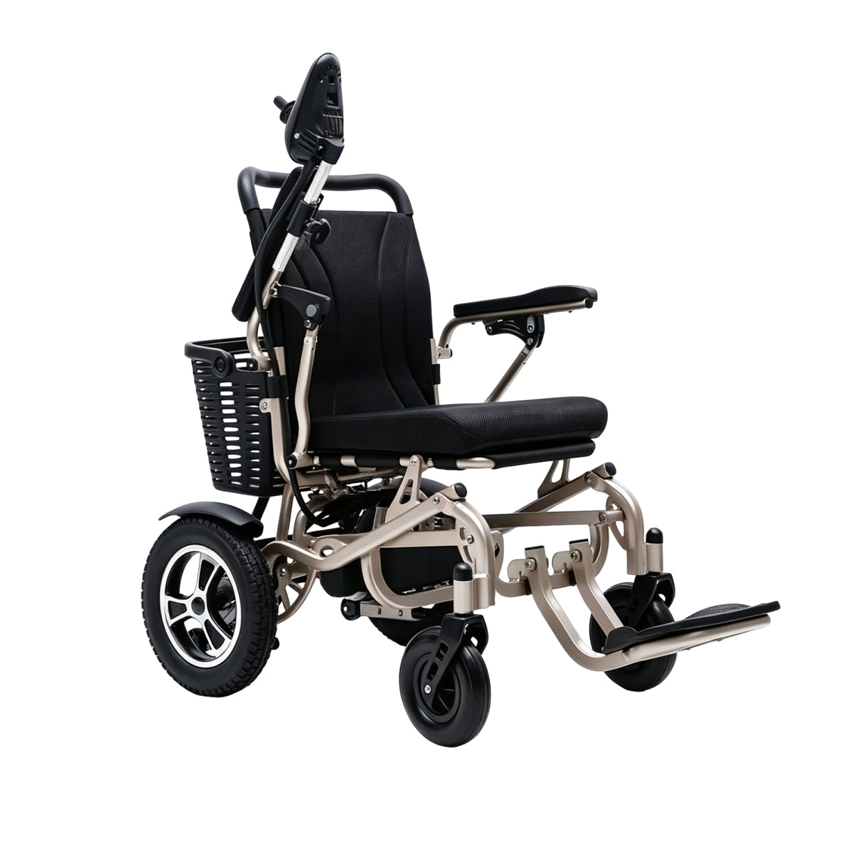 MediHilf Elektrischer Rollstuhl aus Aluminium – faltbar, leicht, Dual-Motor 2×250W