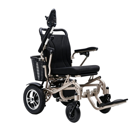 MediHilf Elektrischer Rollstuhl aus Aluminium – faltbar, leicht, Dual-Motor 2×250W